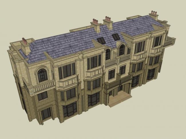 Sketchup住宅模型|联排住宅，古典风格