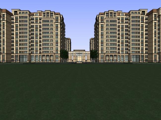 Sketchup住宅模型|小高层住宅，居住建筑，古典风格