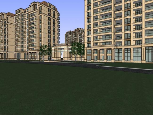 Sketchup住宅模型|小高层住宅，居住建筑，古典风格