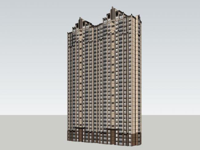 Sketchup住宅模型|超高层住宅，居住建筑，古典风格