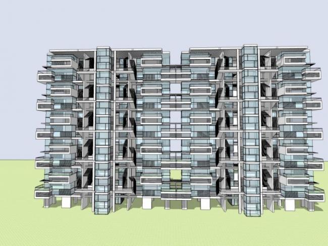 Sketchup住宅模型|高层住宅，现代风格