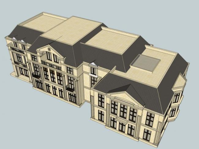 Sketchup住宅模型|多层住宅，欧式古典风格