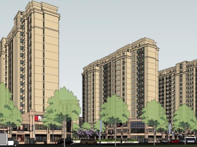 Sketchup住宅模型|高层住宅小区，居住建筑，古典风格