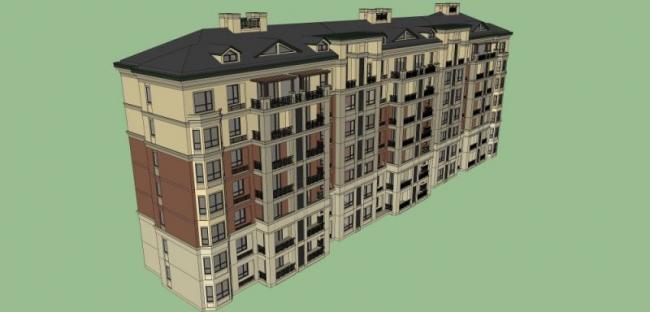 Sketchup住宅模型|多层住宅，居住建筑，古典风格