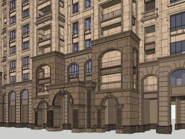 Sketchup住宅模型|高层住宅，法式风格，居住建筑，古典风格