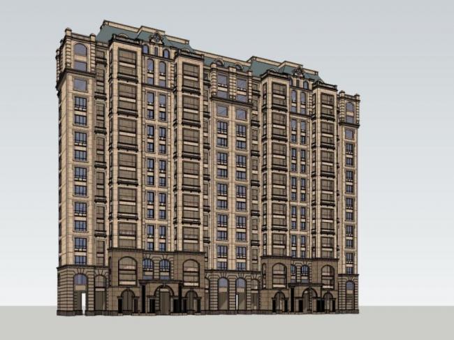 Sketchup住宅模型|高层住宅，法式风格，居住建筑，古典风格
