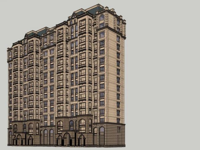 Sketchup住宅模型|高层住宅，法式风格，居住建筑，古典风格