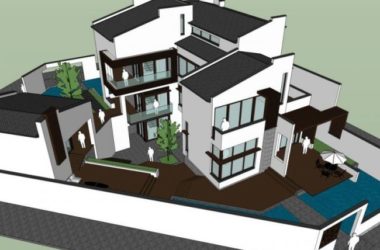 Sketchup住宅模型|多层住宅，现代中式风格-BIM建筑网