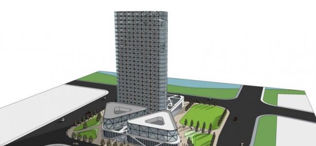 Sketchup综合体模型|多高层商业综合体，办公，酒店，现代风格