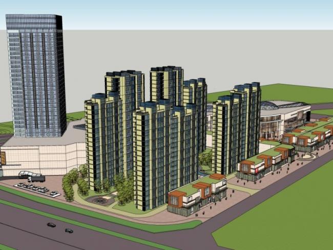 Sketchup综合体模型|多高层商业综合体，住宅，办公，现代风格