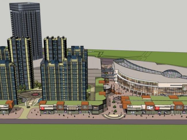 Sketchup综合体模型|多高层商业综合体，住宅，办公，现代风格