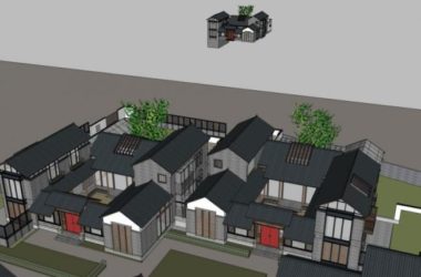 Sketchup住宅模型|多层住宅，宅院，中式风格-BIM建筑网