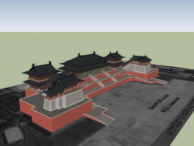 Sketchup古建筑模型|多层大明宫含元殿，中式风格，古建