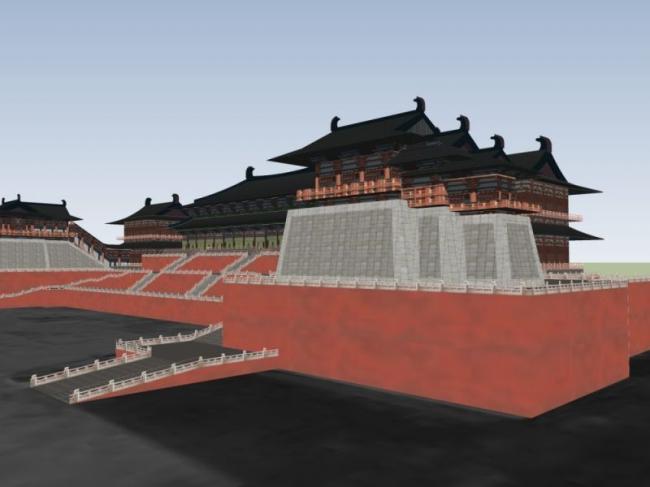 Sketchup古建筑模型|多层大明宫含元殿，中式风格，古建