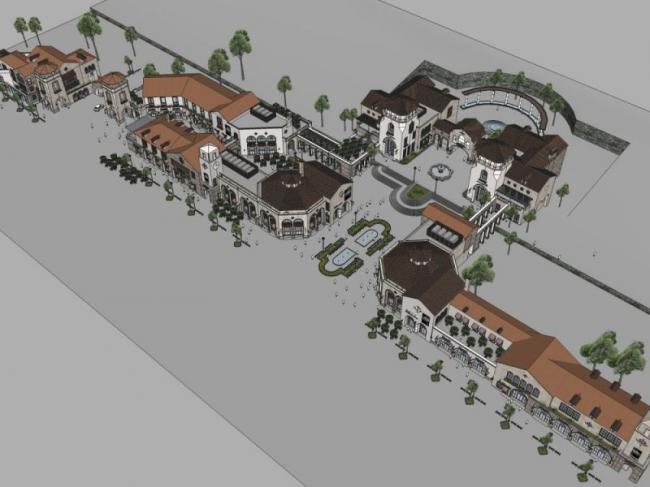 Sketchup商业模型|低层商业街，现代风格