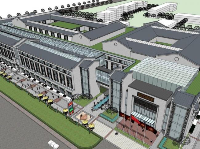 Sketchup商业模型|多层商业街，现代中式风格