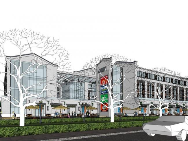 Sketchup商业模型|多层商业街，现代中式风格