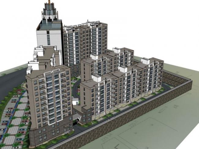 Sketchup住宅模型|高层住宅，现代风格