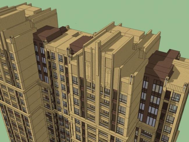 Sketchup住宅模型|超高层住宅，居住建筑，古典风格