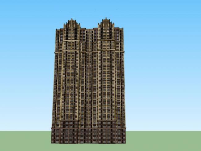 Sketchup住宅模型|超高层住宅，居住建筑，古典风格