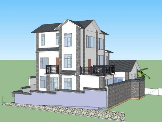Sketchup住宅模型|多层住宅，大理民居，现代中式风格