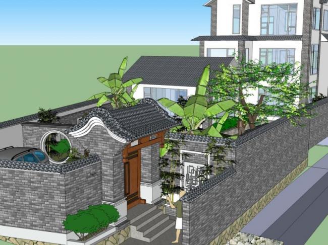 Sketchup住宅模型|多层住宅，大理民居，现代中式风格