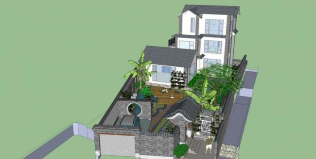 Sketchup住宅模型|多层住宅，大理民居，现代中式风格