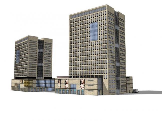 Sketchup办公模型|高层办公楼，现代风格