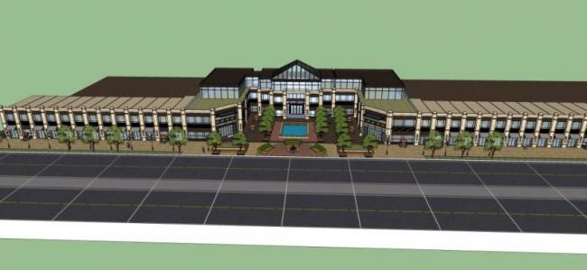 Sketchup商业模型|多层商业建筑，现代风格
