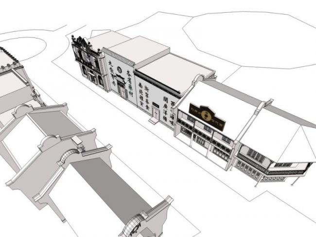 Sketchup商业模型|低层商业街，中式风格