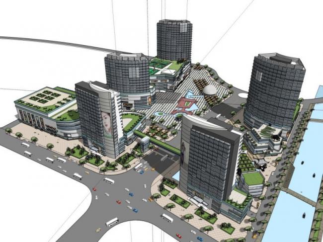 Sketchup综合体模型|超高层商业综合体,住宅,酒店,办公,现代风格-BIM建筑网