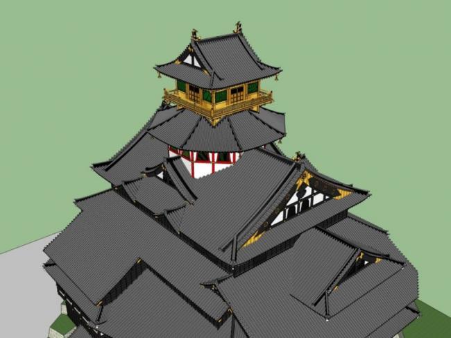 Sketchup古建筑模型|多层宗教建筑，藏式风格，中式风格，古建