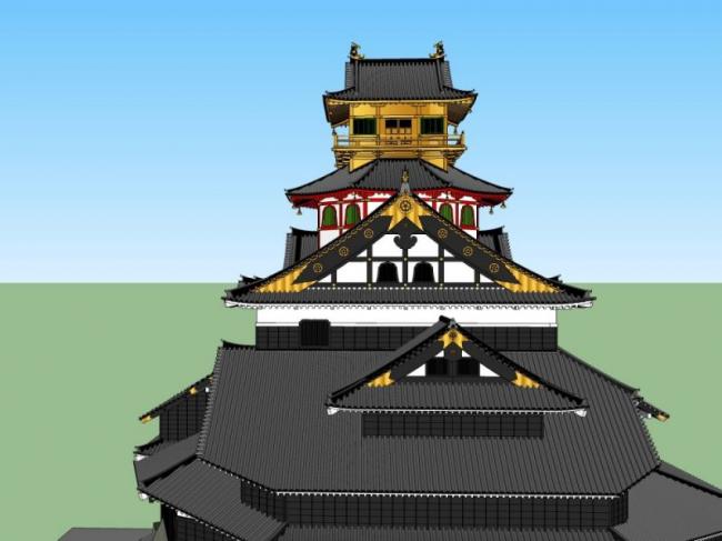 Sketchup古建筑模型|多层宗教建筑，藏式风格，中式风格，古建