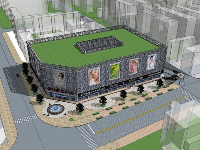 Sketchup商业模型|多层商业广场，现代风格