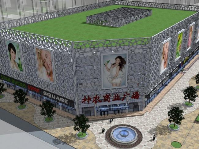 Sketchup商业模型|多层商业广场，现代风格