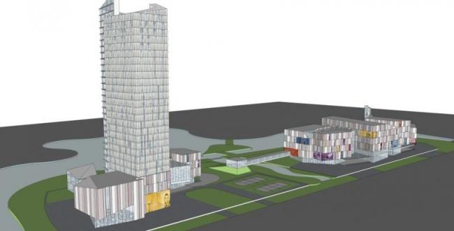 Sketchup综合体模型|多高层商业综合体，办公，现代风格