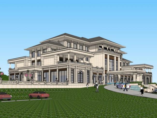 Sketchup酒店模型|多层酒店，欧式风格