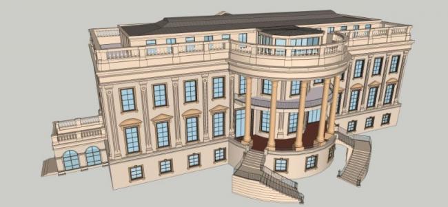 Sketchup商业模型|多层会所，法式风格