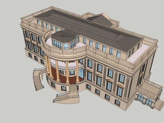Sketchup商业模型|多层会所，法式风格