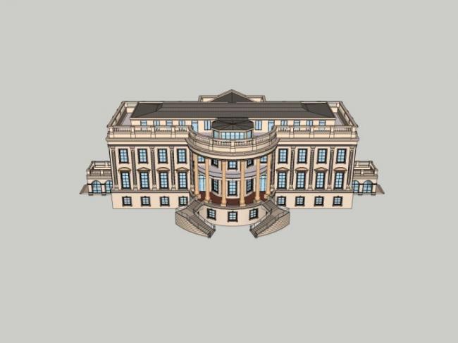 Sketchup商业模型|多层会所，法式风格