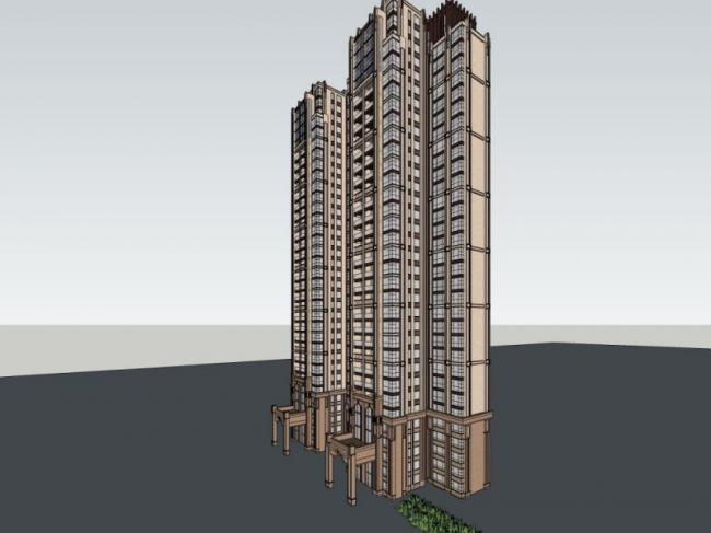 Sketchup住宅模型|超高层住宅，居住建筑，古典风格