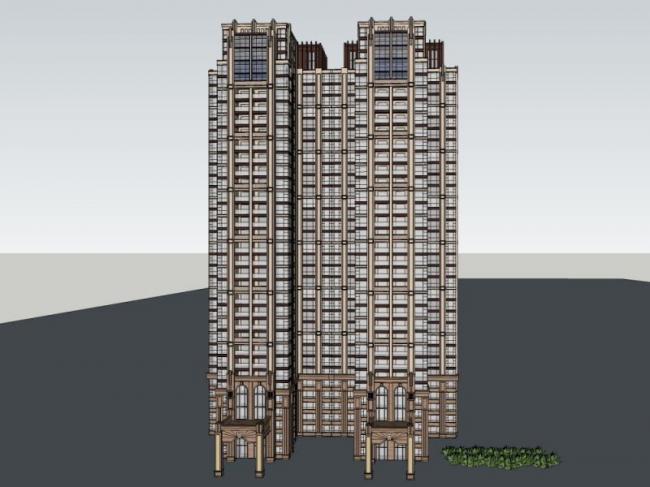 Sketchup住宅模型|超高层住宅，居住建筑，古典风格