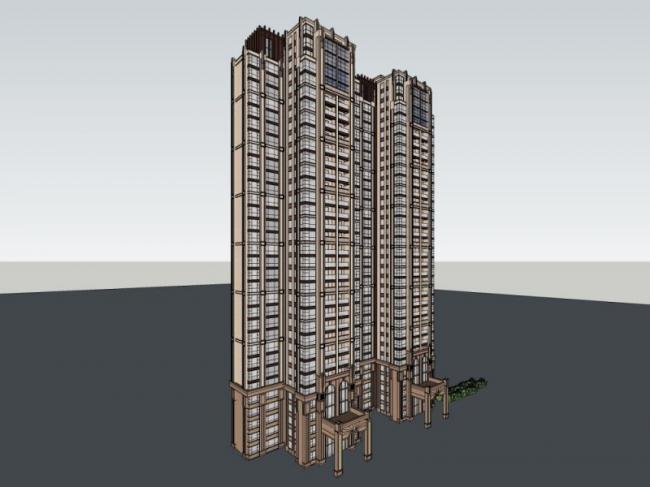 Sketchup住宅模型|超高层住宅，居住建筑，古典风格