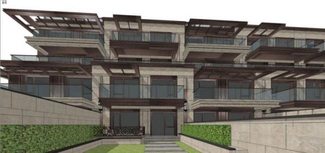 Sketchup住宅模型|多层住宅，花园洋房，现代中式风格