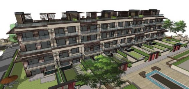 Sketchup住宅模型|多层住宅，花园洋房，现代中式风格
