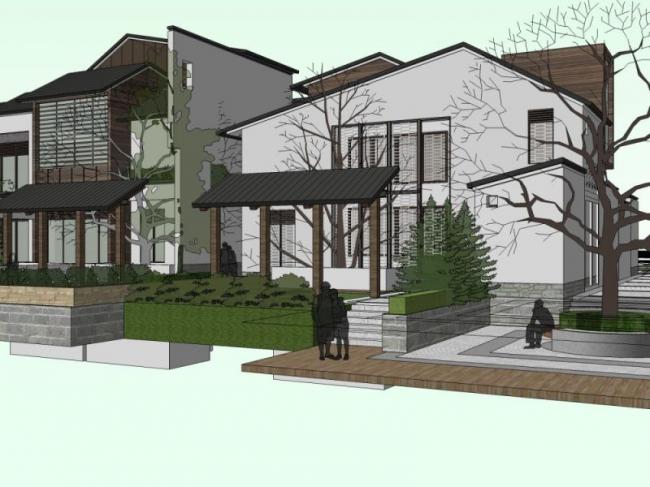 Sketchup住宅模型|低层住宅，中式风格