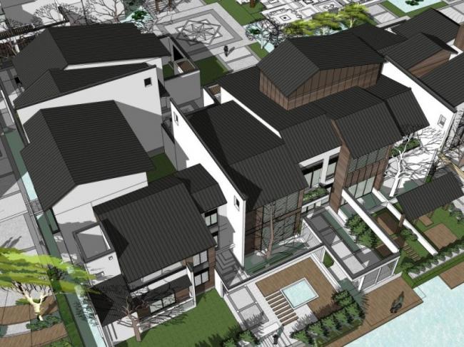 Sketchup住宅模型|低层住宅，中式风格