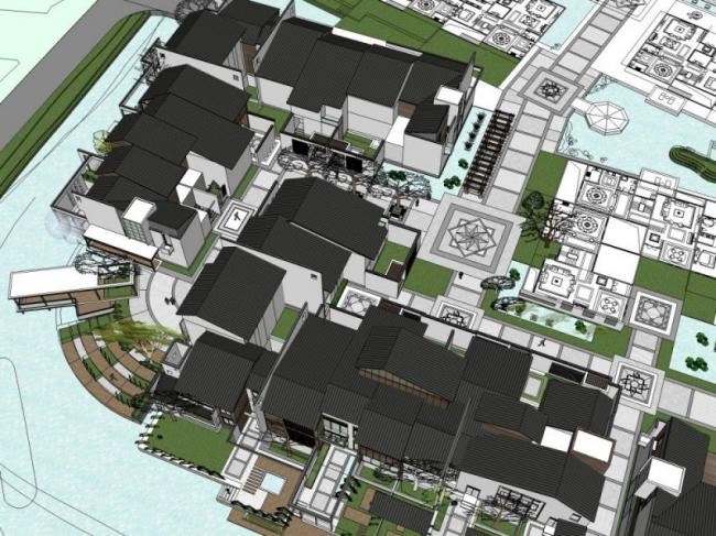 Sketchup住宅模型|低层住宅，中式风格