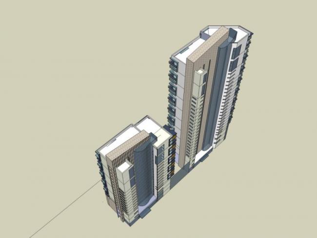 Sketchup住宅模型|高层住宅，现代风格