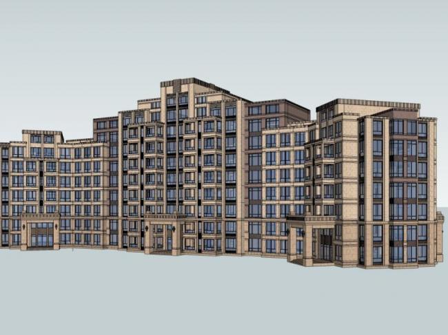 Sketchup住宅模型|多层住宅，现代风格